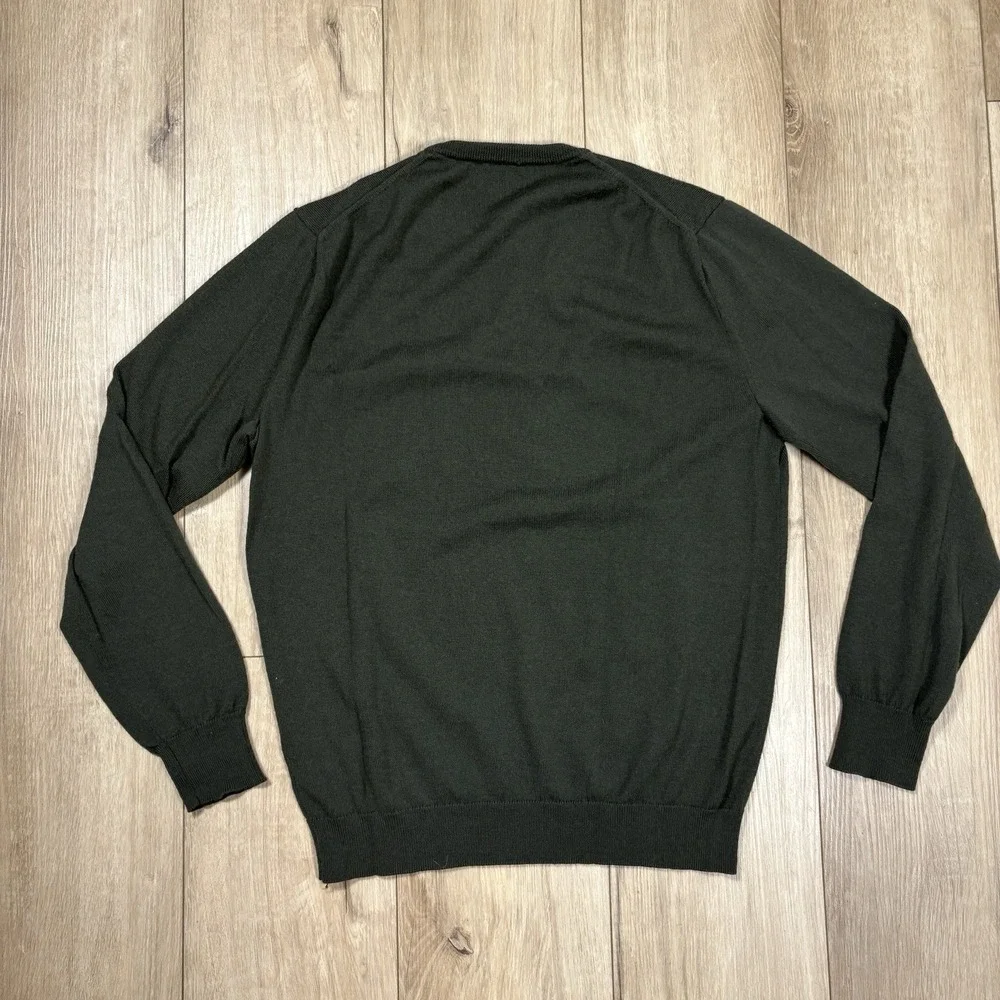 J Crew Washable Merino Wool  Crewneck Sweater Dark Green Mens Small Long Sleeve